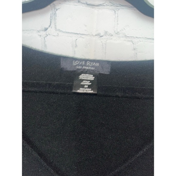 Love Ryan Los Angeles 3X Black V-Neck Long Sleeve Tunic Top Plus Size - Picture 2 of 2